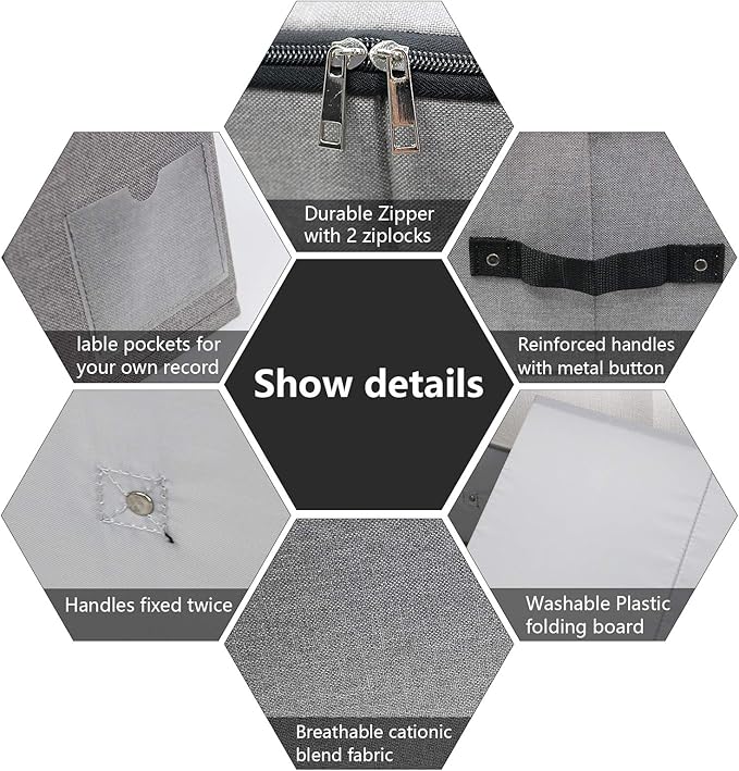AMJ 29.5"*15"*7", Blanket, Duvets, Winter Clothes Storage Box for Under Bed, Top Wardrobe Organizer, Dark Gray-NeatNest