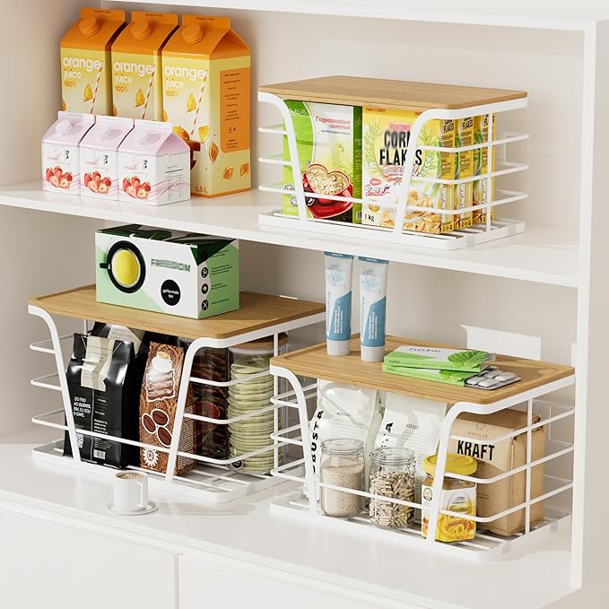 3 Pack Stackable Laundry Room Organization,Trash Bag Dispenser Under Sink, Countertop Organizer, Kitchen Sink Accessories，White