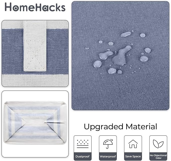 HomeHacks 2 Pack Large Laundry Baskets, Waterproof, Freestanding Laundry Hampers, Collapsible Clothes Hamper with Reinforced Handles in Laundry, College Dorm, Bathroom, Bedroom (Blue+Pink, 88Lx2)-NeatNest