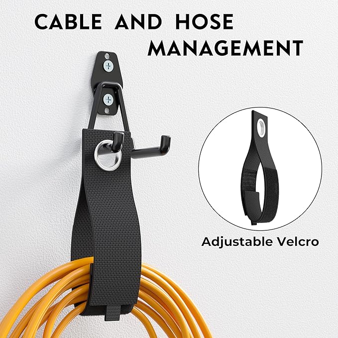 BONTEC Heavy Duty Garage Hooks, Anti-Slip Coated Black Steel with Strong Load Capacity, Multi-Sized U and J Hooks, Easy Wall Mount for Garage, Garden, Workshop (Black, 14 Pack)-NeatNest