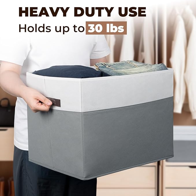 Criusia Extra Large Storage Bins 4 Pack - 16x12in Closet Organizers and Storage Baskets for Organizing Clothes Toy Blanket - Fabric Storage Cubes Containers for Shelves - All Room Organization-NeatNest