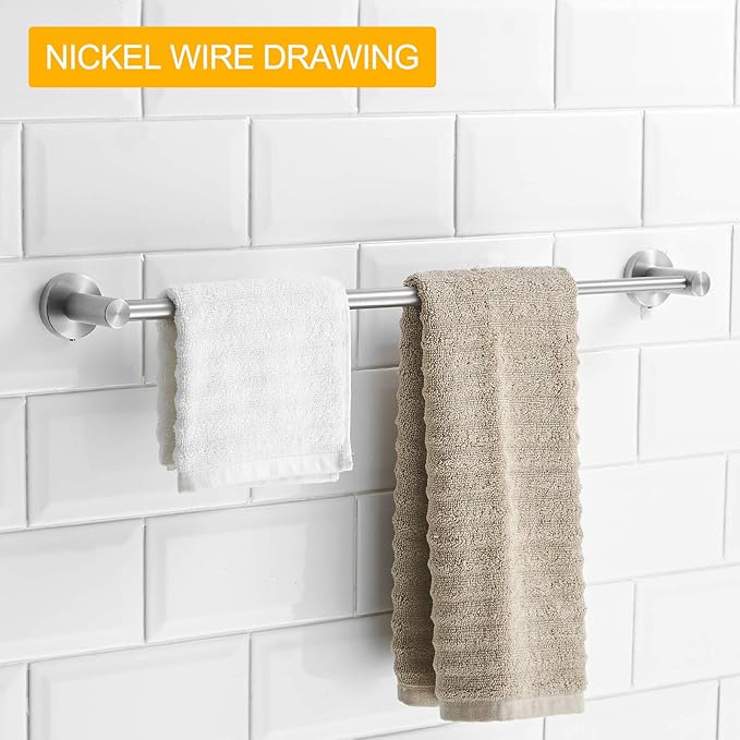 BESy Adjustable 15 to 26 Inch Single Bath Towel Bar for Bathroom SUS304 Stainless Steel Towel Holder, Wall Mount with Screws Hand Towel Bar Rod Hotel Style, Brushed Nickel-NeatNest