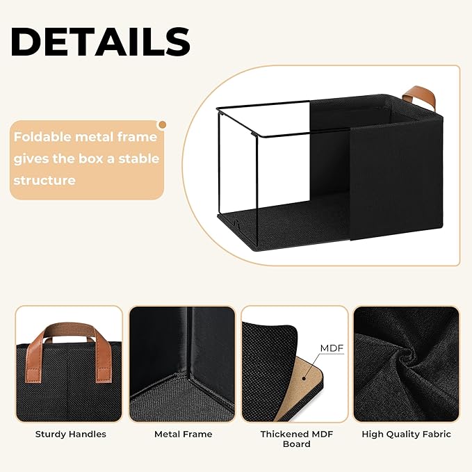 GRANNY SAYS Storage Baskets for Shelves, Closet Organizer Bins, Clothes Storage Bins with Metal Frame, Extra Large Baskets for Organizing and Storage, Collapsible, Black, 2-Pack-NeatNest