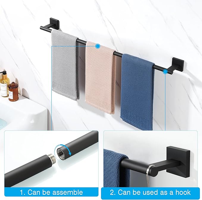 Towel Bar for Bathroom, 32 Inch Towel Rack Wall Mounted, SUS304 Stainless Steel Heavy Duty Towel Holder for Bathroom Laundry Room Hotel Modern Home Decor