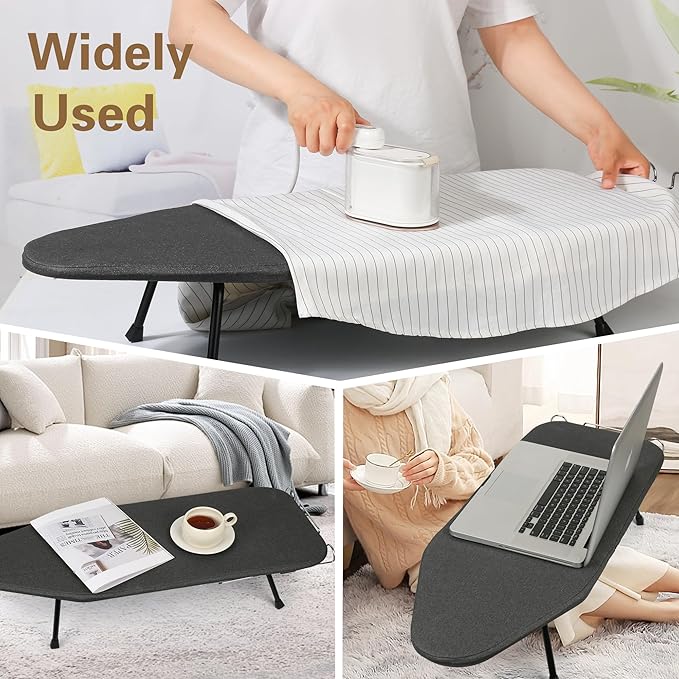 Folding Tabletop Ironing Board with Iron Rest, 31.6 x 12.5 inches, Padded Cotton Cover, Metal Mesh Panel, Mini Iron Board for Small Space and Travel,Gray
