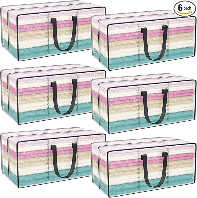 Clear Storage Bags with Zipper, 2 Pack Large Moving Bags Heavy Duty Extra Large, Plastic Storage Totes for Clothes, College dorm Packing Bag with Strong Handles-NeatNest