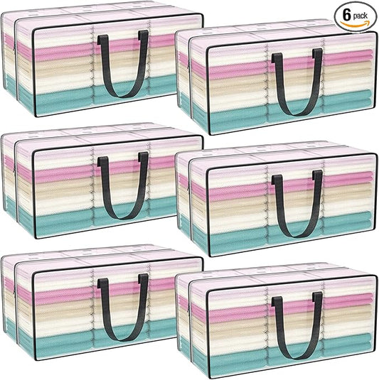 Clear Storage Bags with Zipper, 2 Pack Large Moving Bags Heavy Duty Extra Large, Plastic Storage Totes for Clothes, College dorm Packing Bag with Strong Handles-NeatNest
