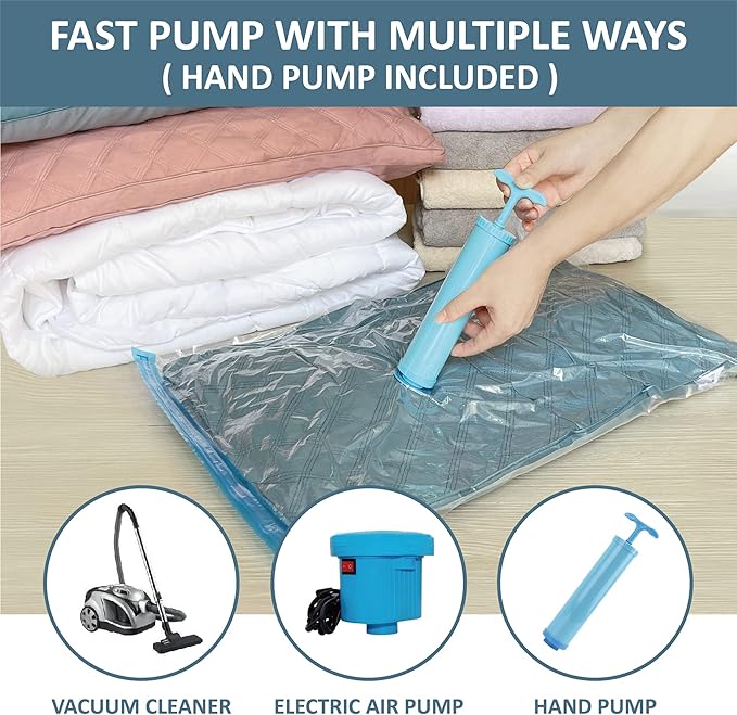 10 Pack Vacuum Storage Bags with Pump, 5 Jumbo and 5 Large Space Saver Vacuum Storage Bags, Vacuum Seal Bags for Clothing, Comfoters, Pillows, Blanket, Bedding-NeatNest