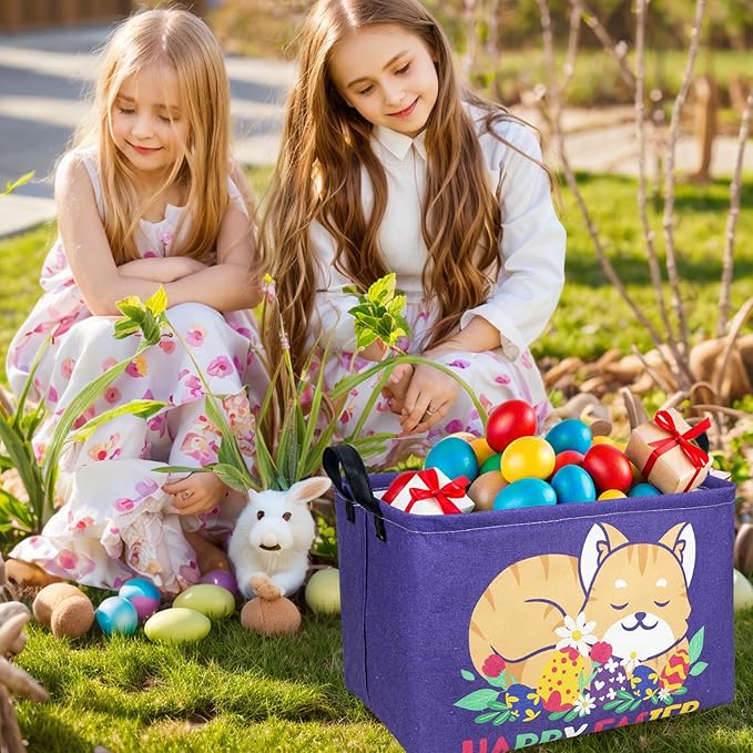 Cat Easter Basket for Kid Large Empty Easter Bunny Eggs Décor Storage Basket (Cat)-NeatNest
