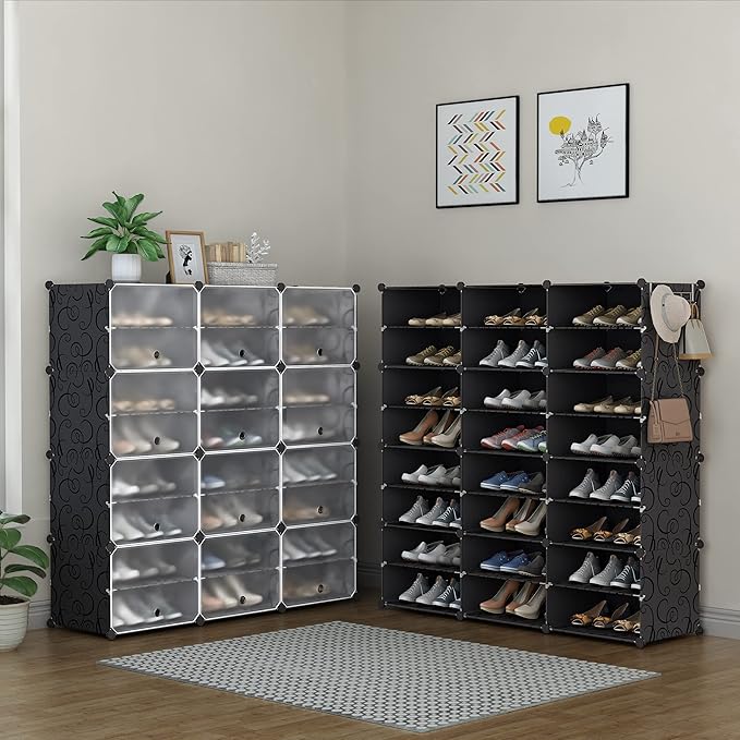 HOMIDEC Shoe Rack Organizer, 8 Tier Shoe Storage Cabinet 48 Pair Plastic Shoe Organizer Shelves for Closet Hallway Bedroom Entryway-NeatNest