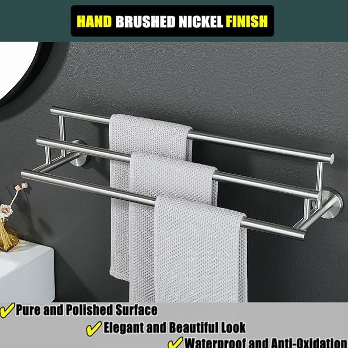 Alise Bath Towel Bars,3-Tiers Ladder Towel Rack Wall Mount Towel Rod,SUS304 Stainless Steel Towel Holder,Space-Saving Towel Hanger,Towel Hooks for Bathroom,Brushed Nickel Towel Rail,GYT6903-LS