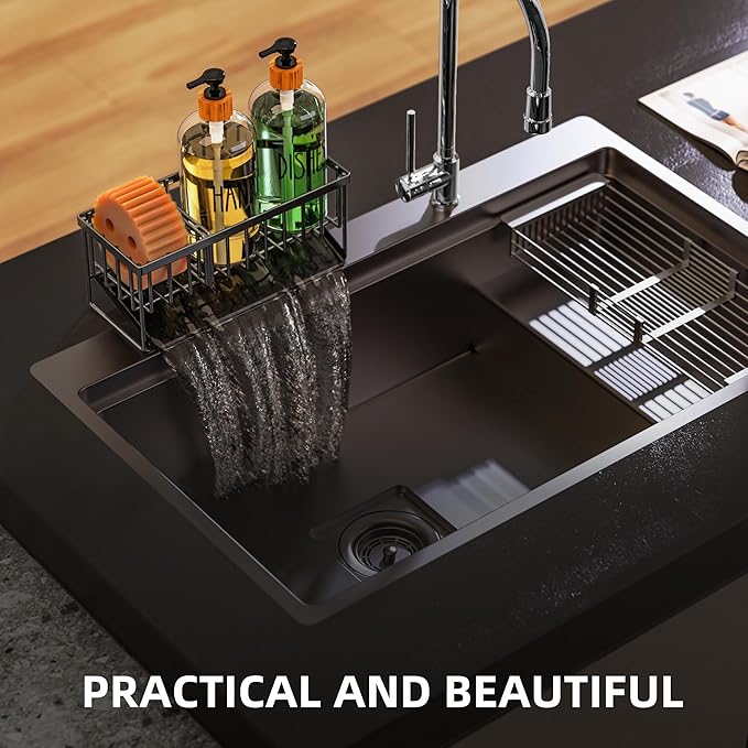 Cisily Dish Soap Dispenser, 16 fl Oz Dual Kitchen Soap Dispensers with Sponge Holder, Customized Stainless Steel Kitchen Soap Dispenser Set, Modern Hand and Dish Soap Bottle Set Removable-NeatNest