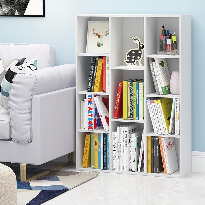 Furinno Luder Bookcase / Book / Storage , 11-Cube, White-NeatNest