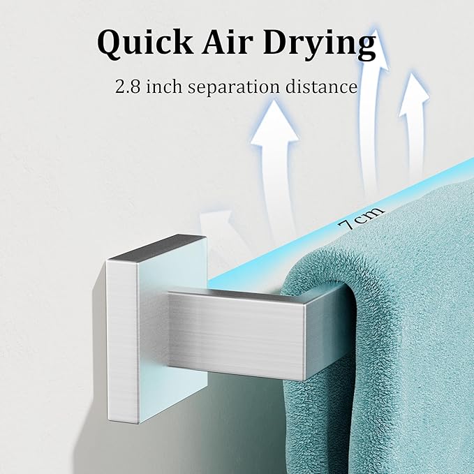 Alise Brushed Nickel Towel Bars,11.8 Inch Towel Holder Towel Racks for Bathroom and Lavatory,SUS304 Stainless Steel Hand Towel Hanger Rail Wall Mount,Useable Length 10.04 Inch Towel Bar, GYT030-LS