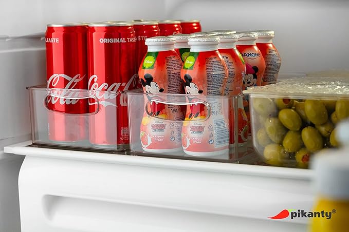 11-Inch Refrigerator Organizer Bin with Handles - Clear Plastic Storage for Fridge, Pantry, or Countertop - Dishwasher Safe - Made in the USA