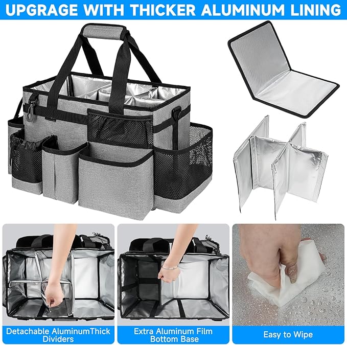 Cleaning Caddy Bag, Large Cleaning Supplies Organizer for Housekeepers, Housekeeping Caddy with Handle and Detachable Padded Cushion, Gray-NeatNest