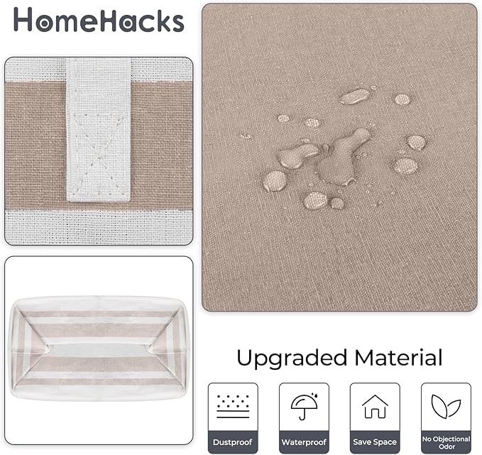HomeHacks 2-Pack Large Laundry Basket, Waterproof, Freestanding Laundry Hamper, Collapsible Tall Clothes Hamper with Extended Handles for Clothes Toys in the Dorm and Family (Brown, 125L)-NeatNest