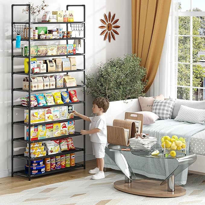 Simple Trending Shoe Rack Storage Holds 40 Pairs, Large Capacity Tall Shoe Organizer Shelf for Closet Entryway, Black-NeatNest
