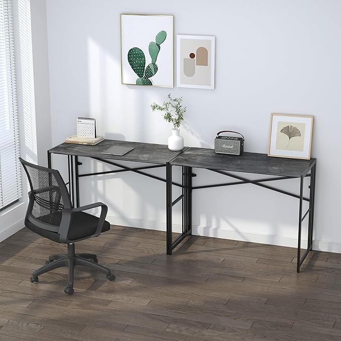 Folding Desk 40 inch Writing Gaming Computer Camping Desk, No Assembly Required Home Office Table, Grey-NeatNest