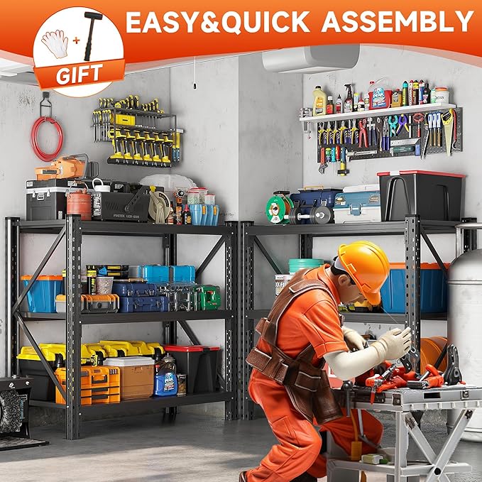Heavy Duty Garage Shelving Unit - 4200 lbs Capacity, Industrial Metal Storage Rack, Adjustable Steel Rack for Garage, Warehouse, Basement, Pantry,51.2" W x 23.6" D x 47.2" H-NeatNest
