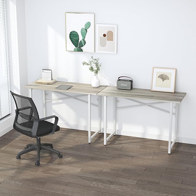 Folding Desk 47 inch No Assembly Required Home Office Table, Writing Gaming Computer Camping Desk, Beige-NeatNest