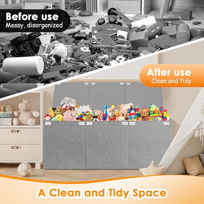 Extra Large Toy Box Chest with Lid, Kids Toy Storage Organizer for Boys Girls, Big Toy Bin Basket Extra Large Toy Storage Box for Living Room Playroom Nursery 40L x14 x16