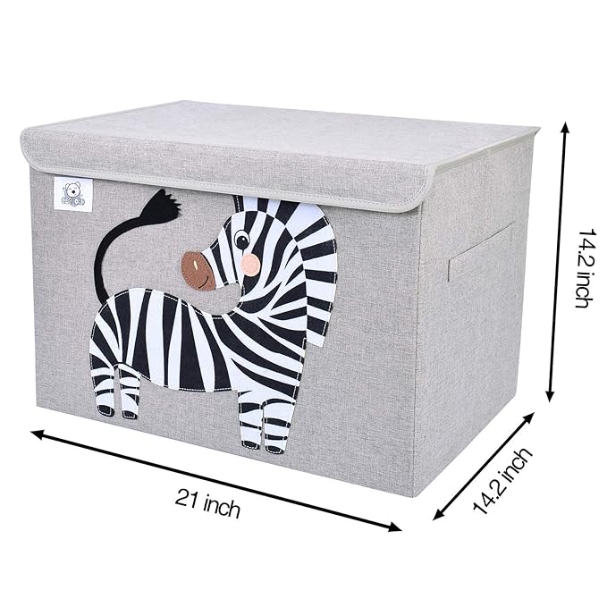 CLCROBD Foldable Large Kids Toy Chest with Flip-Top Lid, Collapsible Fabric Animal Toy Storage Organizer/Bin/Box/Basket/Trunk for Toddler, Children and Baby Nursery (Zebra)-NeatNest
