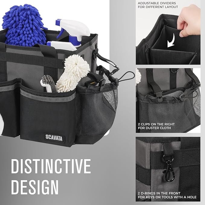 Compact Wearable Cleaning Caddy, Small Cleaning Caddy Supplies Organizer with Handle & Shoulder Straps for Housekeepers, Under Sink & Car Cleaning Tool Organizers Bag (DarkGrey)-NeatNest