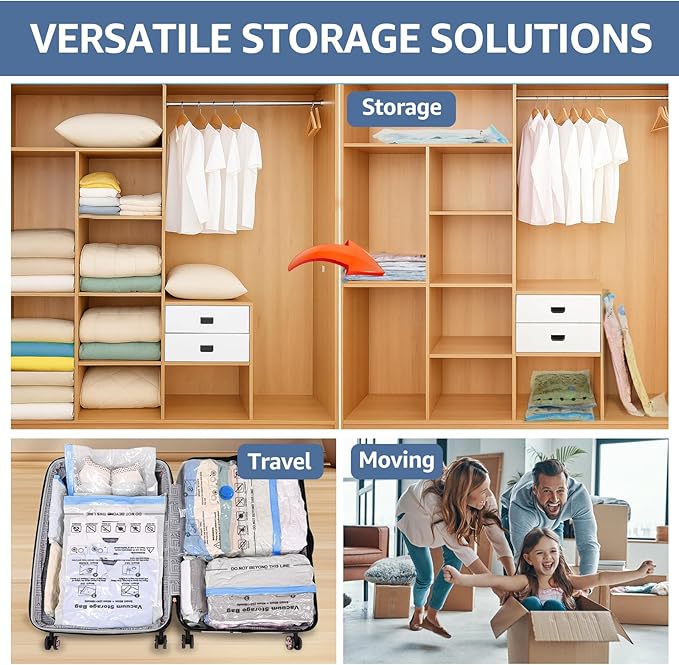 BoxLegend Vacuum Storage Bags with Large Hand Pump 24 Combo (1X-Jumbo, 4 Jumbo, 7 Large, 6 Medium, 6 Small) Thickened Vacuum Seal Bags for Clothing Blanket Pillow Comforters Bedding Quilt Coat-NeatNest