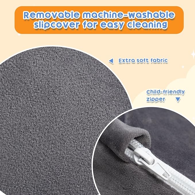 ALIMORDEN Adorable Toddler Chair, Snuggly Foam Seat for Little Ones with Removable Washable Cover - Soft Reading Couch for Boys and Girls, Grey-NeatNest
