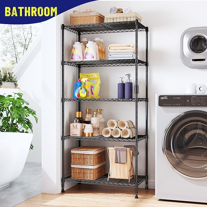 1010LBS Storage Shelves Adjustable Metal shelving Unit 5 Tier Wire Shelving, Pantry Shelves Sturdy Steel Wire Shelf for Laundry Bathroom Kitchen Pantry Closet, 13.8"D x 22.4"W x 60"H, 3PCS