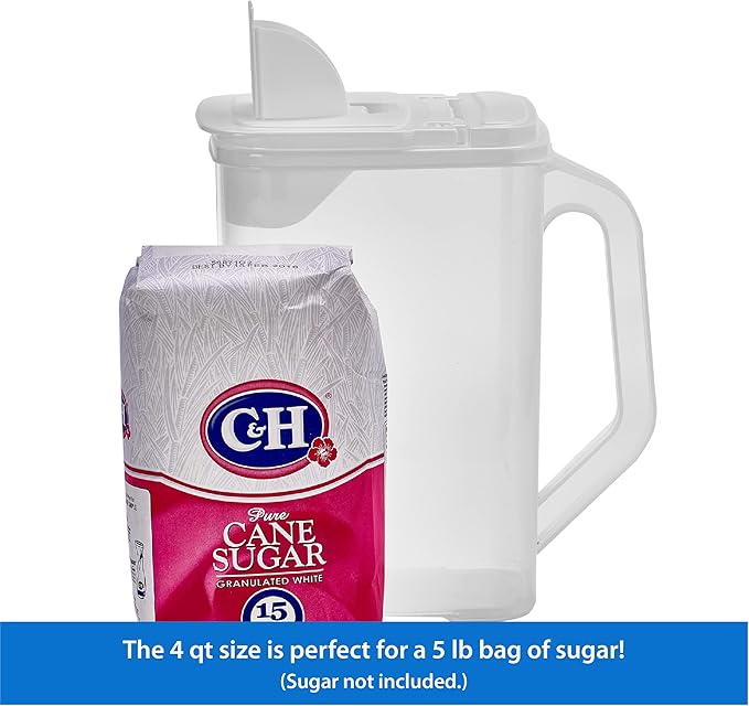 Buddeez Kitchen Pantry Container - Easy Grip Handle for Mess Free Use - Flour and Sugar Storage Made Simple - 4 Quart White Lid-NeatNest