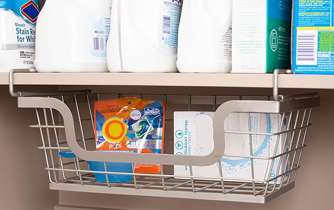 BIRDROCK HOME Wire Baskets - Set of 2 Stackable Hanging Bins - Wall Mount Shelf - Potato Onion Storage - Kitchen Pantry Organizer - Fruit Vegetable Snack Tier - Counter Cabinet Storage - Metal Baskets