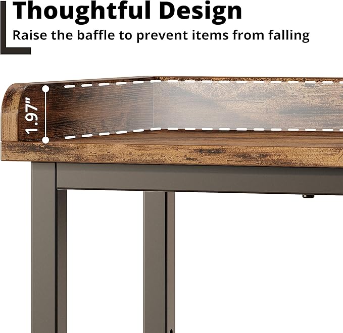 IRONCK Console Table, Sofa Table with Power Outlet, Farmhouse Hallway Table for Entryway, Living Room, Height Adjustable, Easy Assembly, Rustic Brown, 43"-NeatNest