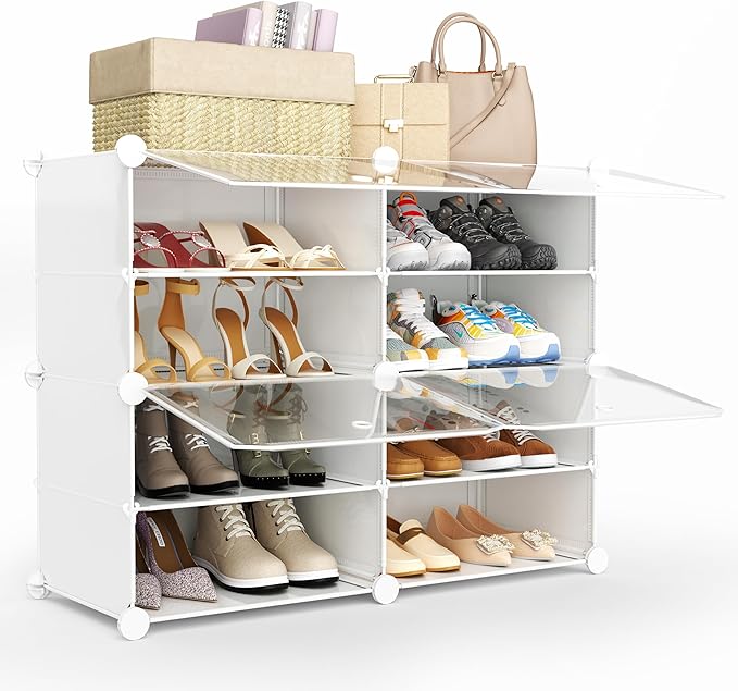 Shoe Storage,8 Tier Shoe Rack Organizer for Closet Shoe Cabinet with Door Shoe Shelves for Closet,Entryway,Hallway,Bedroom-NeatNest