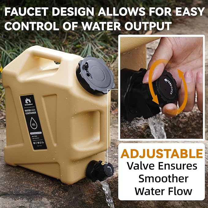 Camping Water Jug - 3.2 Gallan Water Container with Spigot | Portable Water Tank for Outdoor Hiking Picnic Supplies - Sand-NeatNest