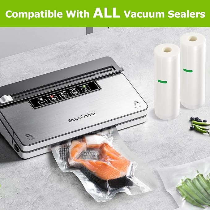 Bonsenkitchen Vacuum Sealer Bags Rolls, 11 in x 50 ft Rolls 2 pack Durable Food Sealer Bags, Commercial Grade, Heavy Duty, BPA Free, Seal a Meal, Great for Food Storage & Sous Vide Cooking, VB24-NeatNest
