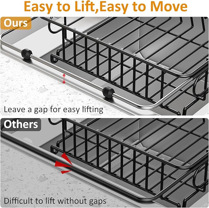 Expandable in Sink Dish Drying Rack,Small Dish Rack Over Sink with Utensil Holder,Stainless Steel Dish Drainers for Kitchen Counter,Sink Drying Rack for Small Space,14.5“-20.5” L x 10“ W x 3.5” H