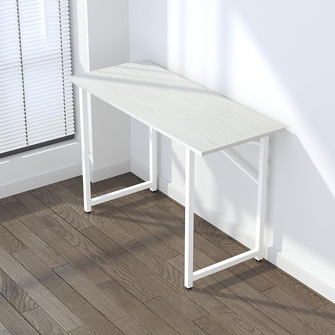 Folding Desk 47 inch No Assembly Required Home Office Table, Writing Gaming Computer Camping Desk, White-NeatNest