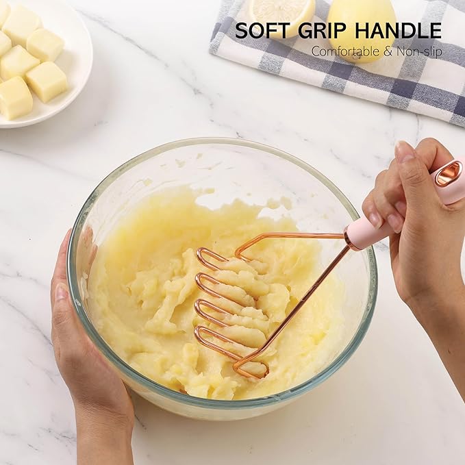 COOK WITH COLOR Kitchen Gadget Set Copper Plated Stainless Steel Utensils with Soft Touch Handles, Copper Pink, 10 Pieces-NeatNest