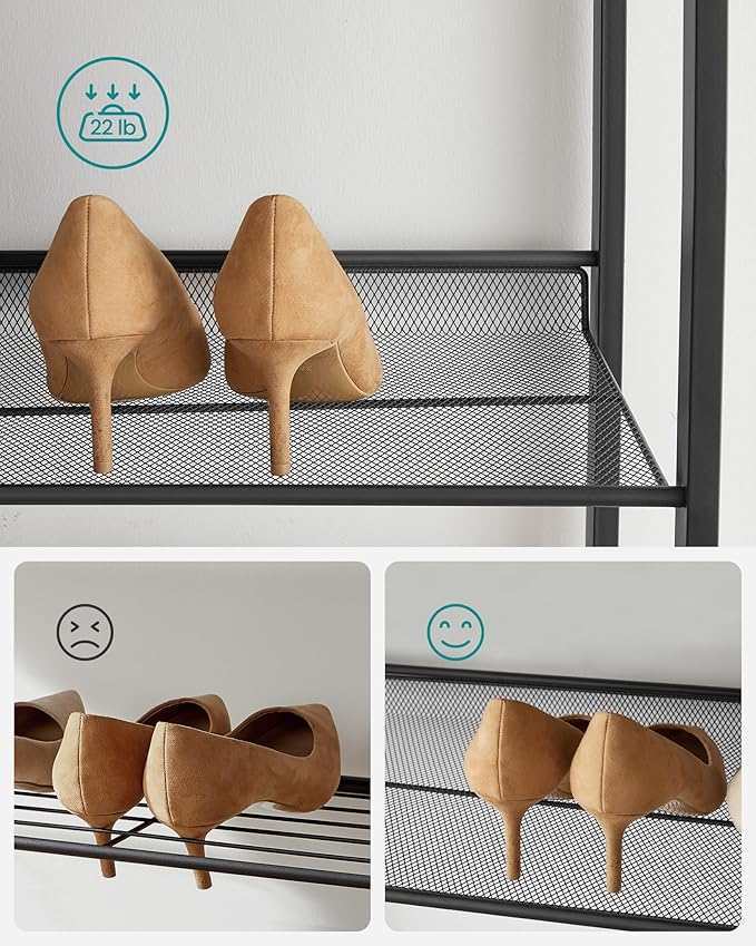 SONGMICS Shoe Rack, 8-Tier Shoe Organizer, Metal Rack for Garage, Set of 2, 4-Tier Stackable Shelf, with Adjustable Flat or Angled Shelves, 32-40 Pairs, Ink Black ULMR08B-NeatNest