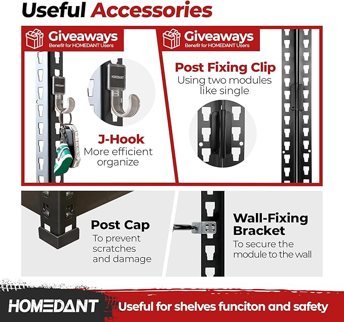 HOMEDANT 5 Tier Laminated Boltless Heavy Duty Garage Storage Adjustable Wide Size Metal Shelving Unit Utility Rack Shelves Organization Multipurpose Shelf Shed Warehouse 47.7"W x 18.2"D x 71.3"H 2Pack-NeatNest