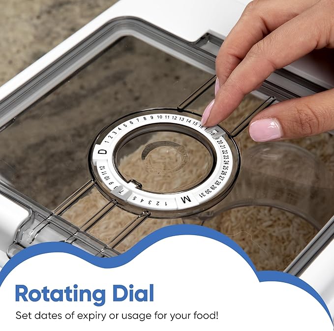 Chef's Path Extra Large Airtight Rice Storage Container with Measuring Cup, Pack of 1, 8 L Capacity, Kitchen and Pantry Canister for Rice, Flour, Sugar, and Baking Supplies-NeatNest