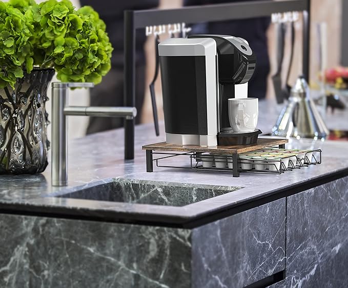 DecoBrothers K-Cup Holder Drawer for 30 Coffee Pods Storage, Rustic Brown-NeatNest