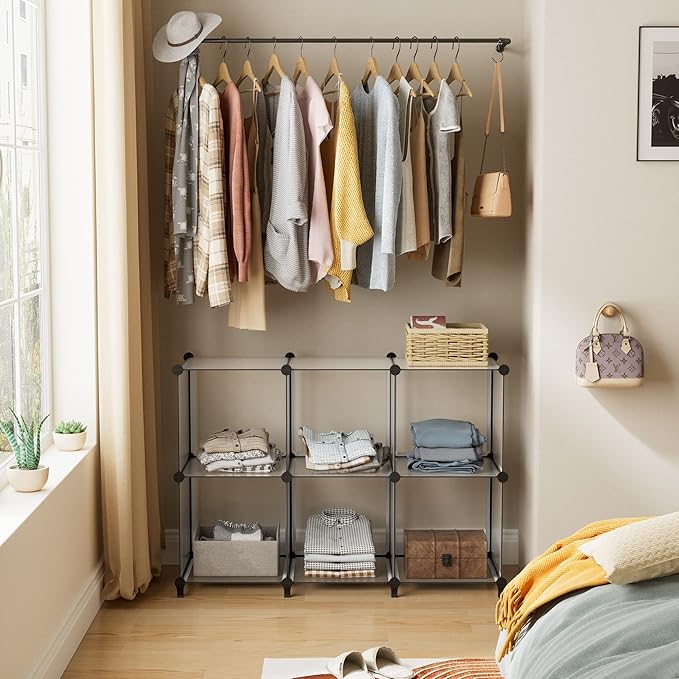 HOMIDEC 6-Cube Storage Organizer, Closet Organizer Storage Shelf Bookcase Bookshelf with Metal Hammer, Storage Cubes Organizer Cabinet for Kids, Closet, Bedroom, Bathroom, (11.8x11.8x11.8 inch)-NeatNest