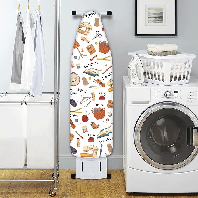 Extra Thick Ironing Board Cover and Pad, 15x54 Ironing Board Cover, Resist Scorching and Staining,Elastic Edges,Art of Life Iron Sew Laundry