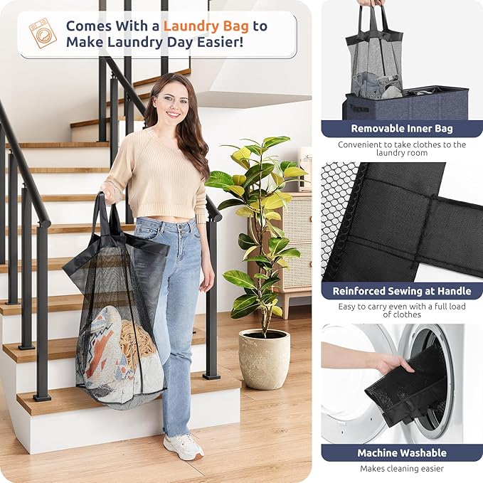 SOLEDI 180L 3-Section Laundry Hamper with Lid, Extra Large Dirty Clothes Basket with Sturdy Handles for Laundry Room & Bedroom - Durable Organizer for Sorting Laundry-NeatNest