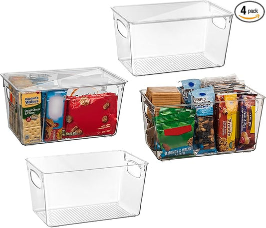 ClearSpace Plastic Pantry Organization and Storage Bins with Lids – Perfect Kitchen Organization or Kitchen Storage – Fridge Organizer, Refrigerator Organizer Bins, Cabinet Organizers-NeatNest