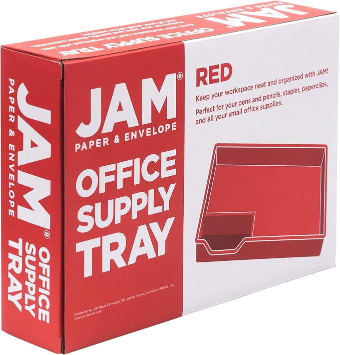 JAM Paper Stackable Half Desk Trays - Red - Office & Desk Supply Organizer Top Tray - Sold Individually-NeatNest