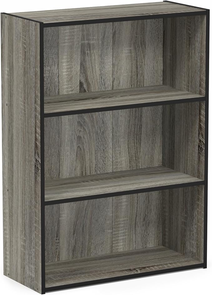 Furinno Pasir 3-Tier Open Shelf Bookcase, French Oak Grey